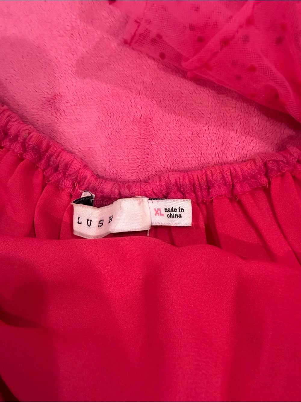 NEW Dry Goods Lush Hot Pink Tule Ruffled Dress with Polka Dots - Picture 3 of 4